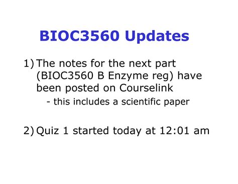 Bioc 3560 Lecture 8 Bioc3560 Updates 1 The Notes For The Next Part