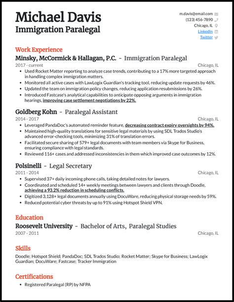 5 Immigration Paralegal Resume Examples Templates Edit Free