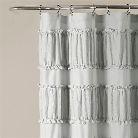 Lush Decor Nova Ruffle Shower Curtain Gray | Ruffle shower curtains, White shower curtain ...