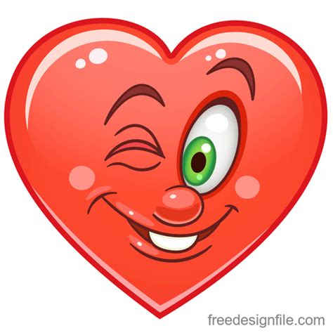 Valentines Day Heart Emoticon Design Vector 07 Free Download