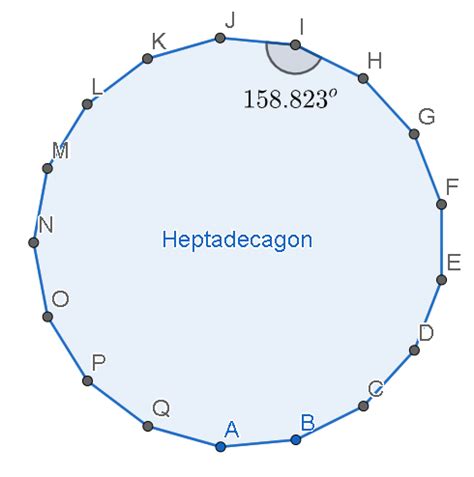 What is the internal angle of a regular 17-sided polygon?