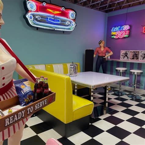 American Retro Diner Booth Yellow & White L Shape Diner Booth Set - Diner Booths | Mancave Madness