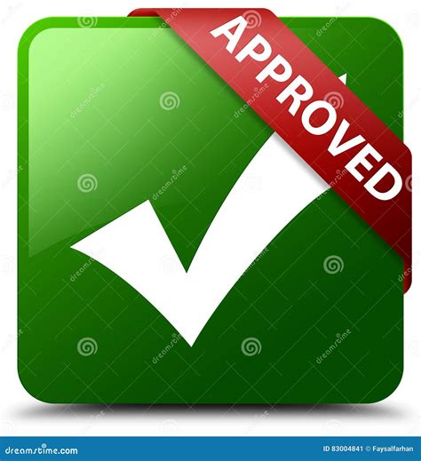 Approved Validate Icon Green Square Button Stock Illustration