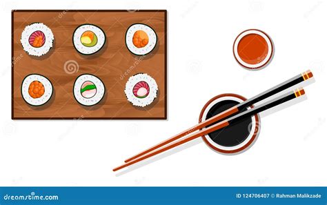 Sushi Restaurant Chopsticks Holding Sushi Roll Logo Design In Flat