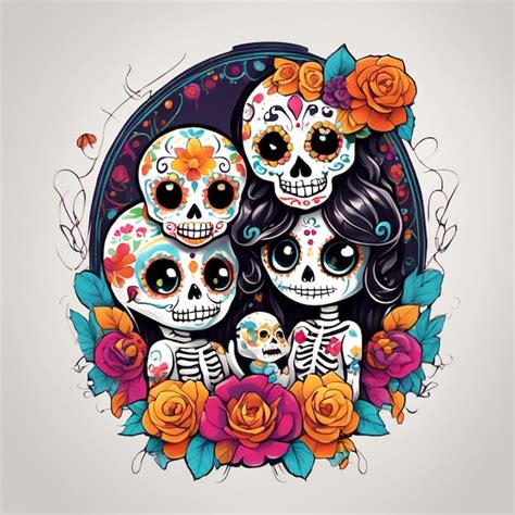 Premium Ai Image Festive Whimsy Anime 2d Realism For Day Of The Dead