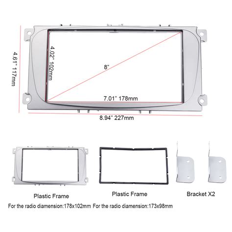 2 Din Car Radio Frame For Stereo Panel Dash Mount Double Fascia Install