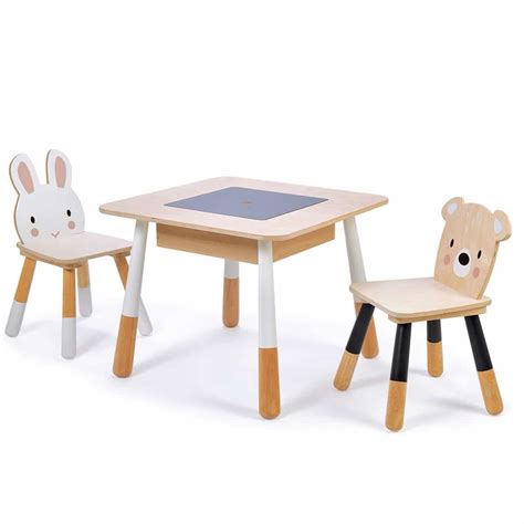 Tender Leaf Toys Wooden Table with Rabbit and Bear Chairs