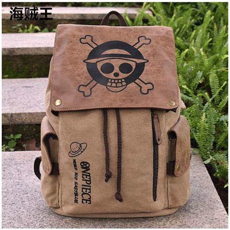 One Piece Anime Straw Hats Jolly Roger Brown Themed Backpack