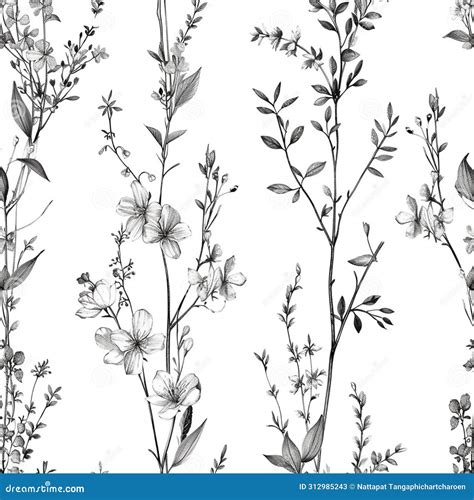 This Hand Drawn Botanical Seamless Pattern Wallpaper Features Delicate