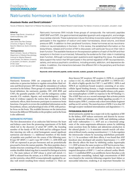 (PDF) Natriuretic Hormones in Brain Function