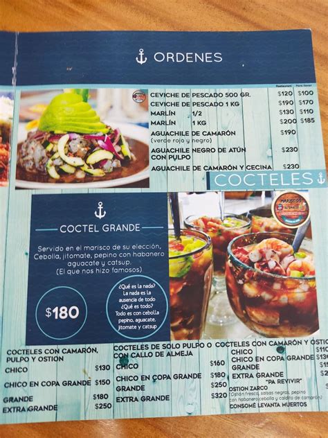 Carta Del Restaurante Mariscos El Zarco Zapopan