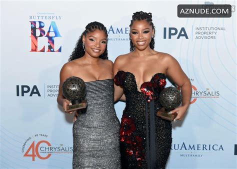 Halle Bailey Sexy With Chloe Bailey Showing Off Her Hot Cleavage At The Chrysalis Butterfly Ball