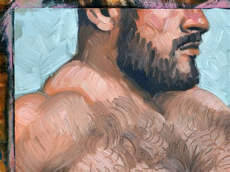 Powerful Hairy Thick Nude Man With A Beard X Inches Oil On Canvas