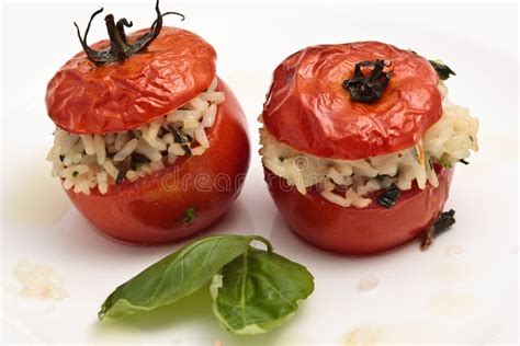 Baked Tomato Stuffed with Rice Stock Photo - Image of meal, rice: 16632348