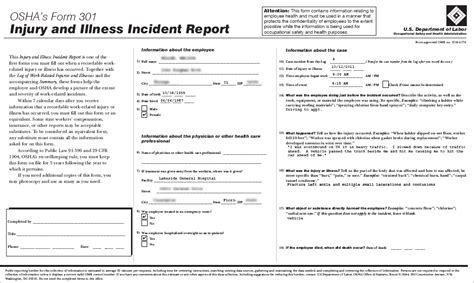 Osha Incident Reporting Form