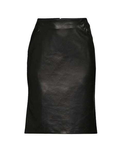 Calvin Klein Faux Leather Straight Skirt In Black Lyst