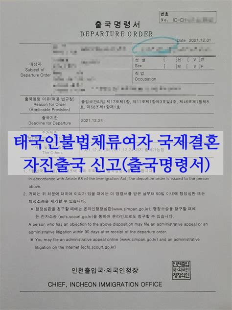 태국인불법체류여자 국제결혼 결혼비자 절차 한국태국 혼인신고 완료자진출국으로 범칙금면제입국규제 유예 네이버 블로그