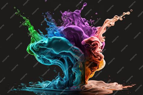 Premium AI Image | A colorful splash of paint is shown in this image.