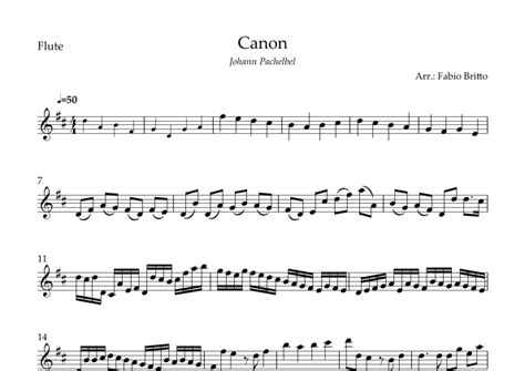 Canon Johann Pachelbel Wedding Reduced Version For Flute Solo Arr Fabio Britto By Johann