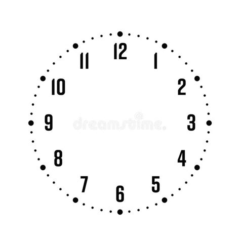 Clock Face Hour Dial With Numbers Dots Mark Minutes And Hours Stock Vector Illustration Of