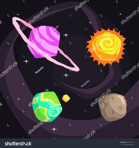 Vektor Stok Solar System Planets Including Sun Earth Tanpa Royalti