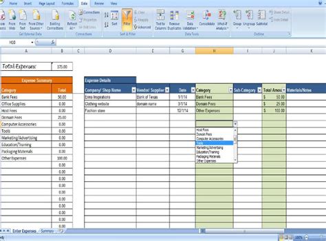 Expense Tracking Spreadsheet Template