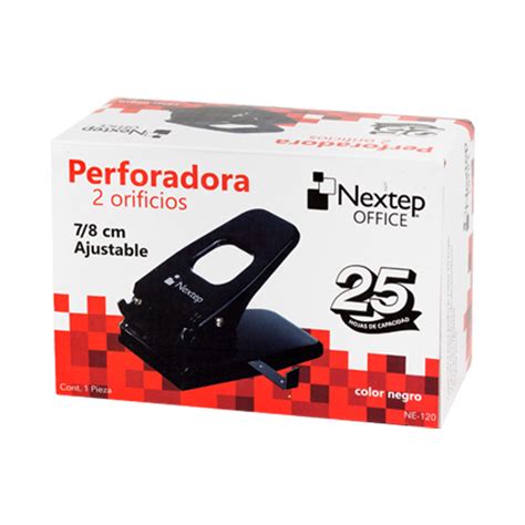 Perforadora Ajustable Orificios Cm Hojas Color Negro Pza