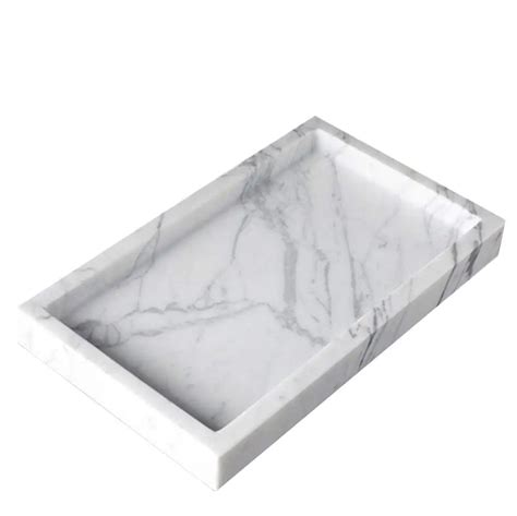 Natural Marble Rectangle Luxury Vanity Tray Stone Organizer For