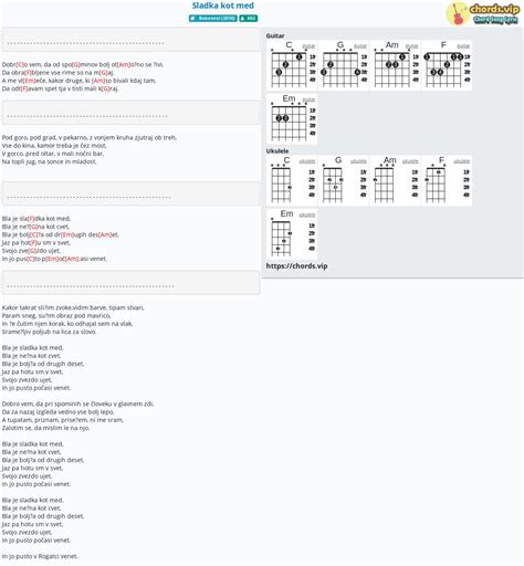 Chord Sladka Kot Med Tab Song Lyric Sheet Guitar Ukulele