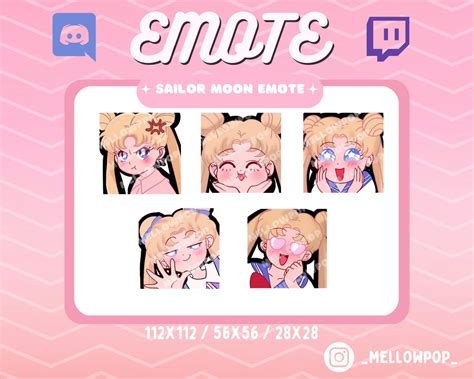 Kawaii Sailor Moon Emote Anime Emote For Twitch And Discord Etsy