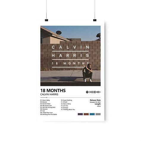 Calvin Harris Poster 18 Months Album Poster Calvin Harris Merch