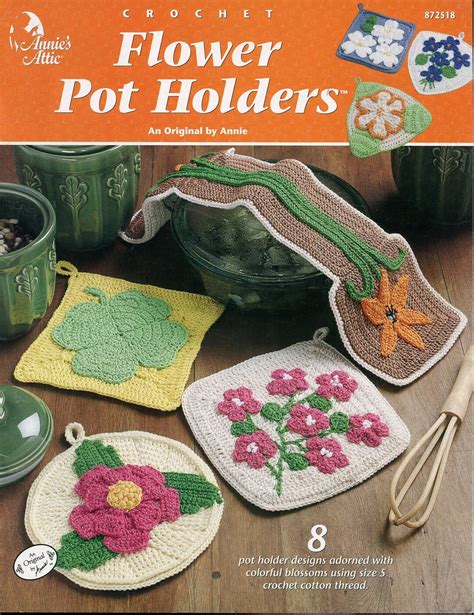 Crochet Flower Pot Holders 8 Designs Annies Attic 872518 Etsy