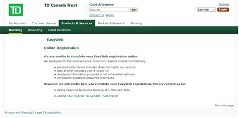 Anyone who use EasyWeb for TD Bank having issues? I'm trying to register my access card online ...