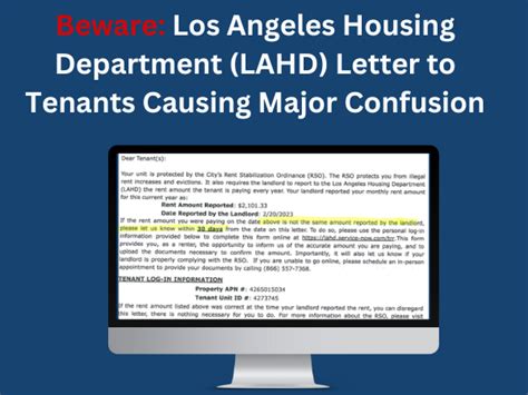 Beware Los Angeles Housing Department LAHD Letter To Tenants Causing