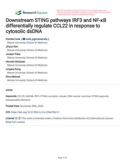 PDF Downstream STING pathways IRF3 and NF κB differentially regulate