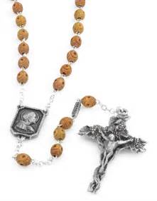 St Francis Of Assisi Silver Plated Rosary With Wooden Beads