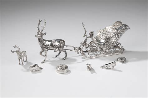 Bonhams A Continental Sterling Silver Model Of A Reindeer Sleigh Early 20th Century 7