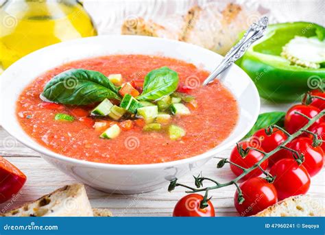 Sopa Do Gazpacho Do Tomate Pimenta Imagem De Stock Imagem De