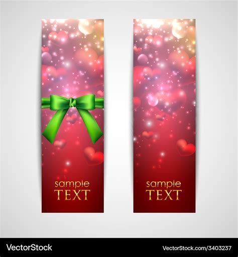 Happy Valentines Day Banners With Red Hearts Vector Image