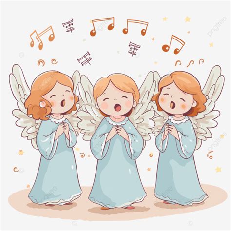 Angels Singing Vector Sticker Clipart Three Angels Singing With Music