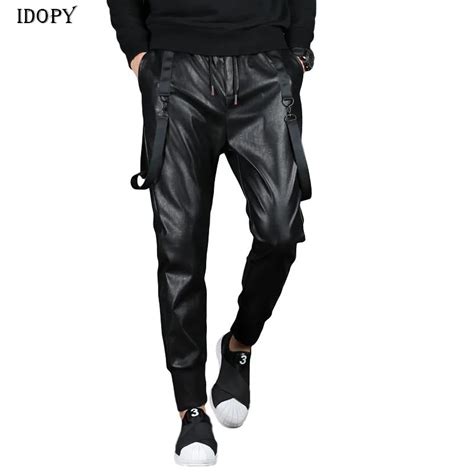 Mens Pants Idopy Men S Street Faux Leather Joggers Harem Hip Hop Ankle