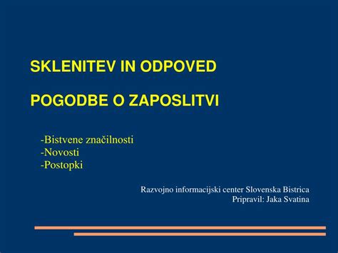 Ppt Sklenitev In Odpoved Pogodbe O Zaposlitvi Powerpoint Presentation