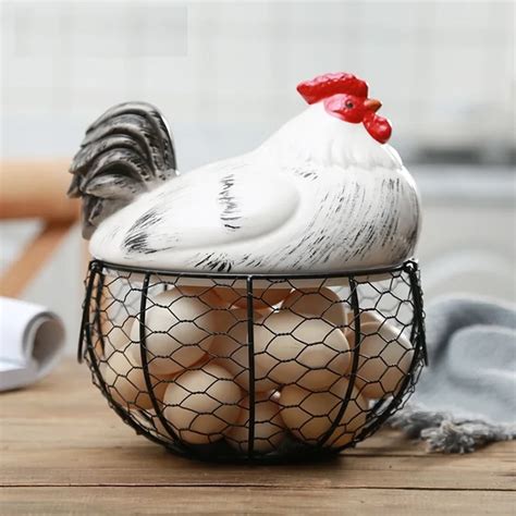 Ceramic Egg Holder Chicken Wire Egg Basket Fruit Basket Collection