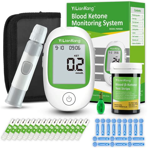 YiLianKang Blood Ketone Testing Kit: Meter, 15 Strips, Lancets, Lancing