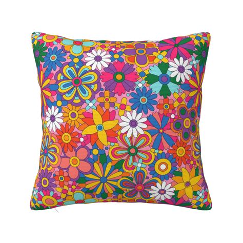 ZICANCN Cartoon Colorful Groovy Floral Throw Pillow Covers Bed Couch