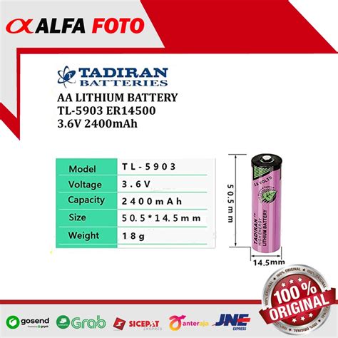 Jual Battery Baterai Lithium Tadiran PLC ER14500 TL5903 SL360 3 6V AA