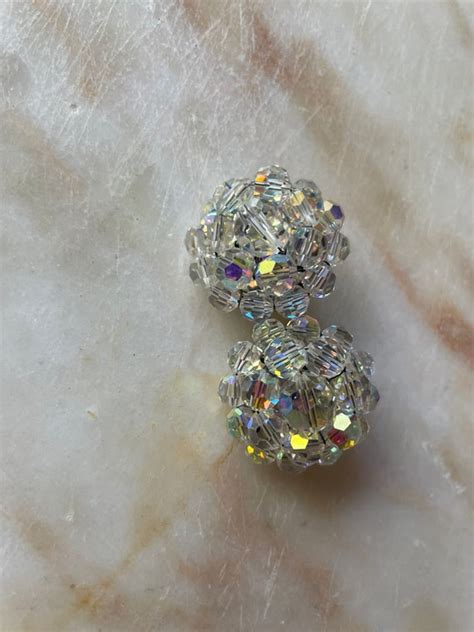 Large Gaudy Costume Jewelry Clip On Earrings Rhinest Gem