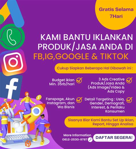 Program Iklan Atau Jasa Di Facebook Instagram Google Ads TikTok