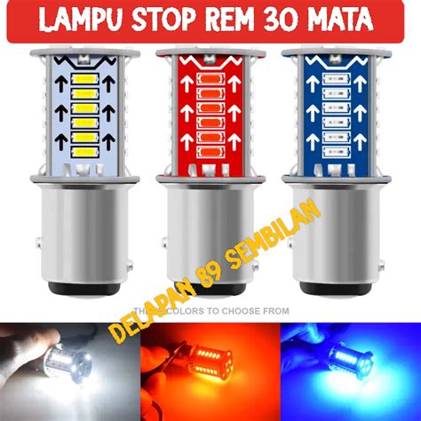 Jual Lampu LED Rem Stop Bayonet 30 Mata Kedip Mobil Motor Kaki 2 DC 12v