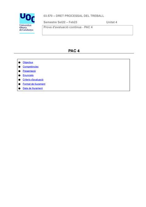 03570 PAC4 20221 03 DRET PROCESSAL DEL TREBALL Semestre Set22